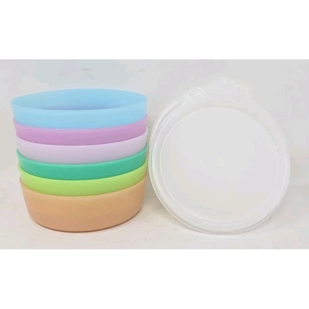 Vintage Tupperware 6 Little Wonders Bowls #1286 with Lids Multi Color 4